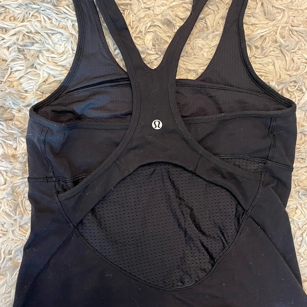Lululemon Black Racer Back Shelf Bra Mesh Yoga Sport Tank 8